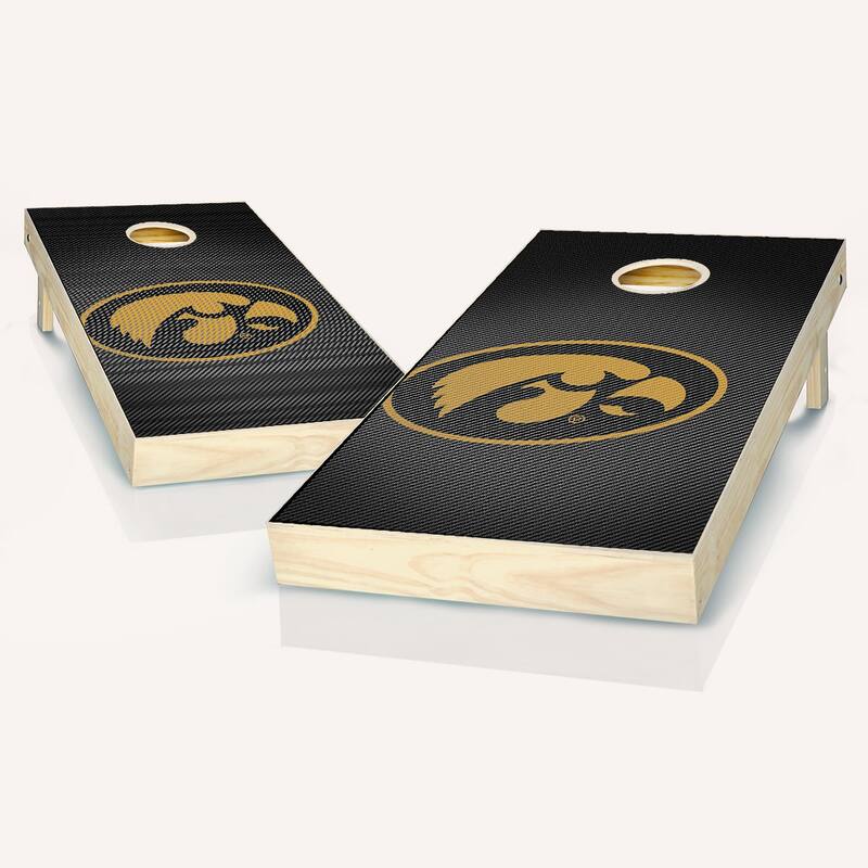 Iowa Hawkeyes Slanted NCAA Team Cornhole Boards - Include Hole + Edge Lights