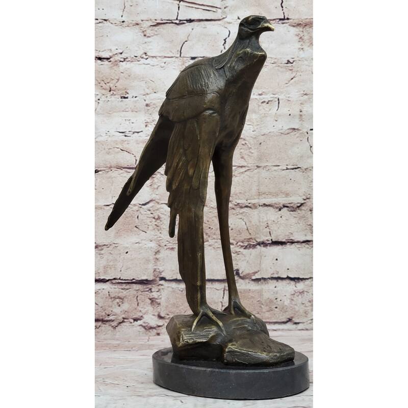 Bird Of Prey Vulture Bronze Statue Sculpture Figure On Marble Base 10 Inches X 9 Inches