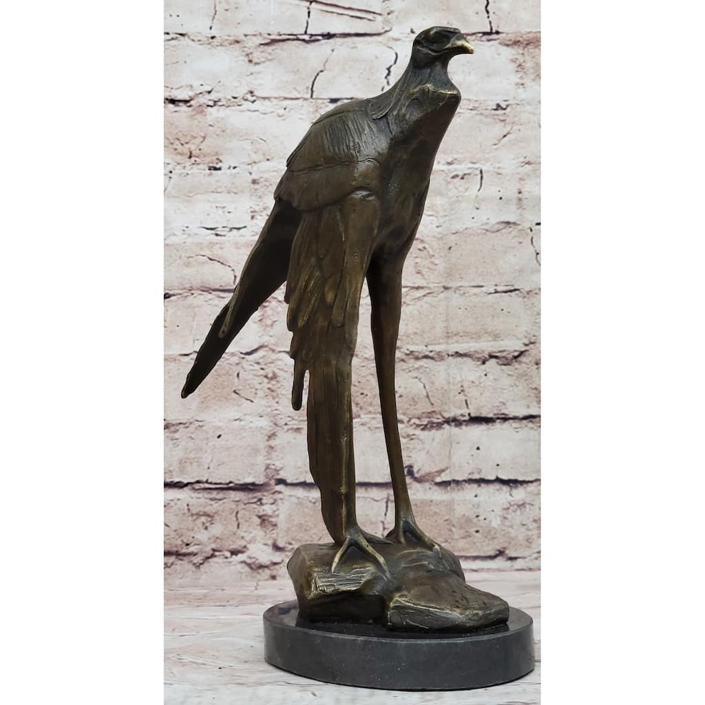 Bird Of Prey Vulture Bronze Statue Sculpture Figure On Marble Base 10 Inches X 9 Inches