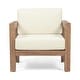 preview thumbnail 4 of 15, Genser Outdoor Wooden Club Chairs with Cushions by Christopher Knight Home
