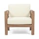 preview thumbnail 9 of 15, Genser Outdoor Wooden Club Chairs with Cushions by Christopher Knight Home Single
