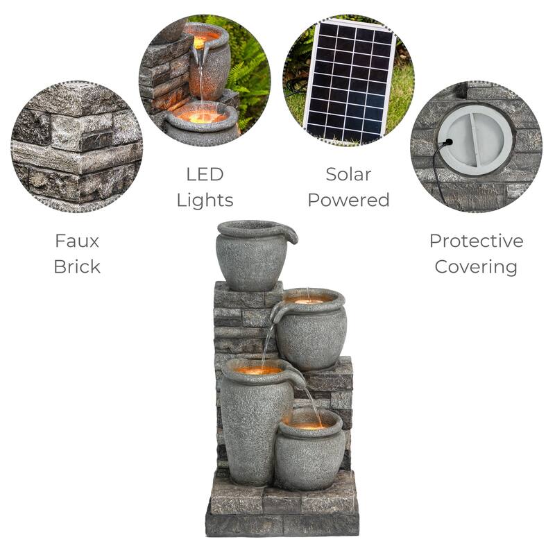 Teamson Home 30.71" 4-Tier Solar-Powered Outdoor Water Fountain