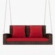 preview thumbnail 30 of 46, 2-Person Wicker Hanging Porch Swing with Chains,Cushion,Pillow, Rattan Swing Bench Brown Wicker & Red Cushion