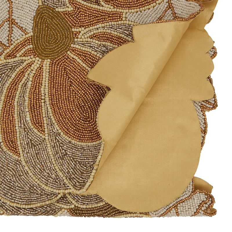 Table Runner With Beaded Pumpkin Design