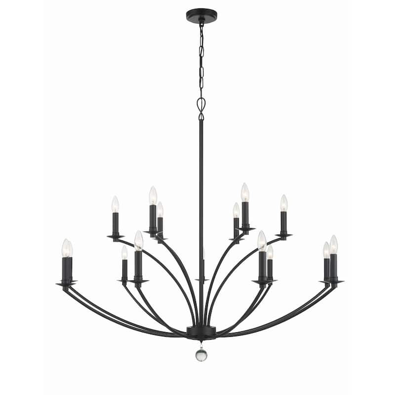 Crystorama Lighting Group MIL-8015 Mila 15 Light 48" Wide Taper Candle - Black