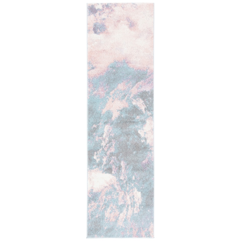 SAFAVIEH Glacier Benoîte Modern Abstract Rug - 2'3" x 10' Runner - Pink/Blue