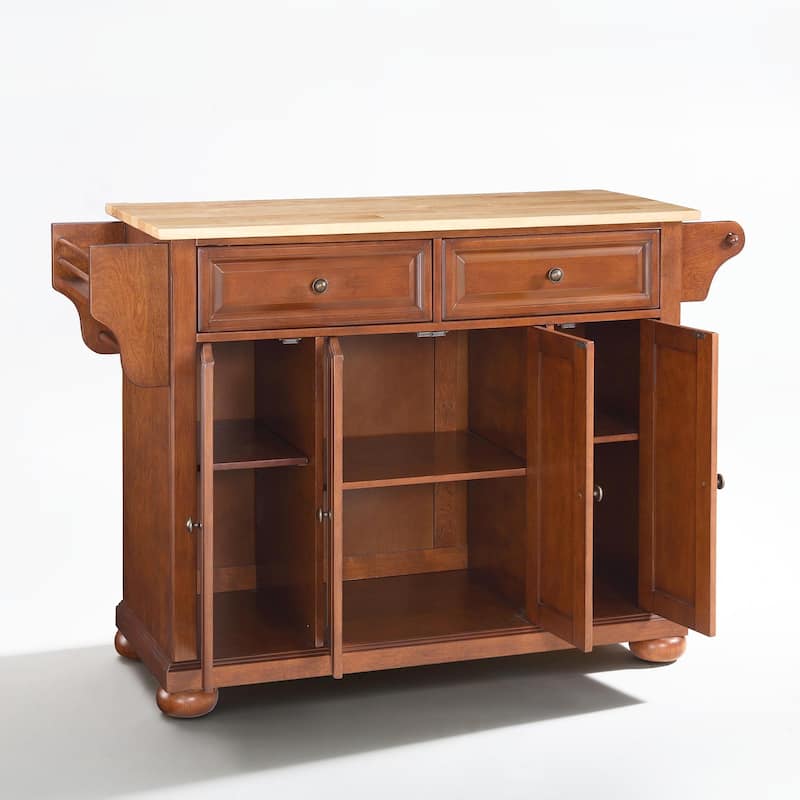 Crosley Alexandria Wood Top Full Size Kitchen Island/Cart in Classic Cherry Finish - 18"d x 51.5"w x 34"h
