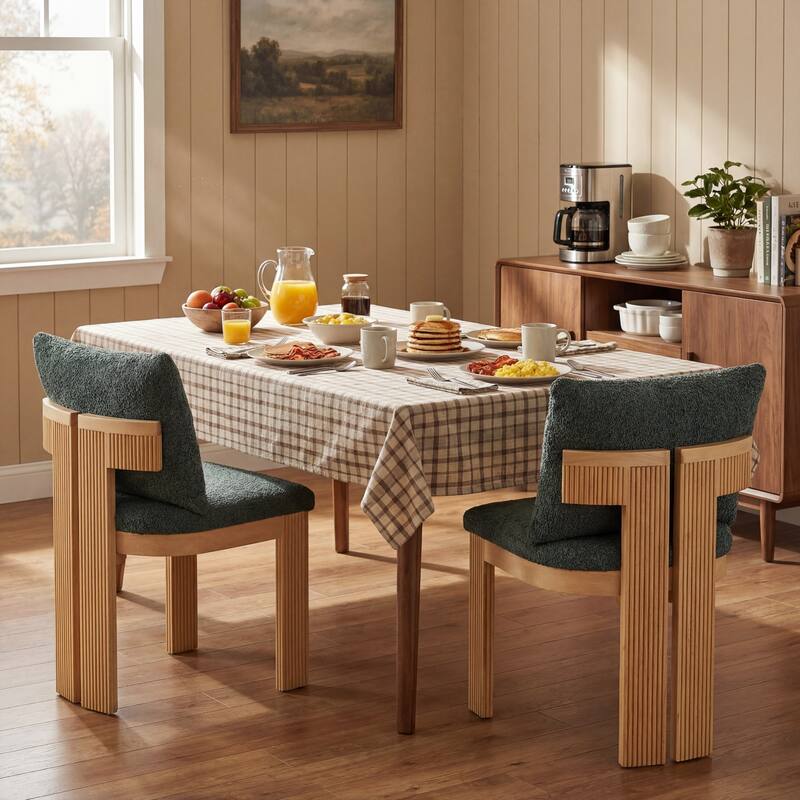 Christopher Knight Home - Modern 20.67" Boucle Upholstered Dining Chairs Set, Ergonomic Contoured Seat & Solid Wood Legs