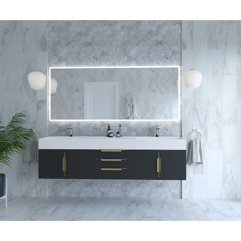 Amazon 72" Wall Mounted Bathroom Vanity Set w/ White Top