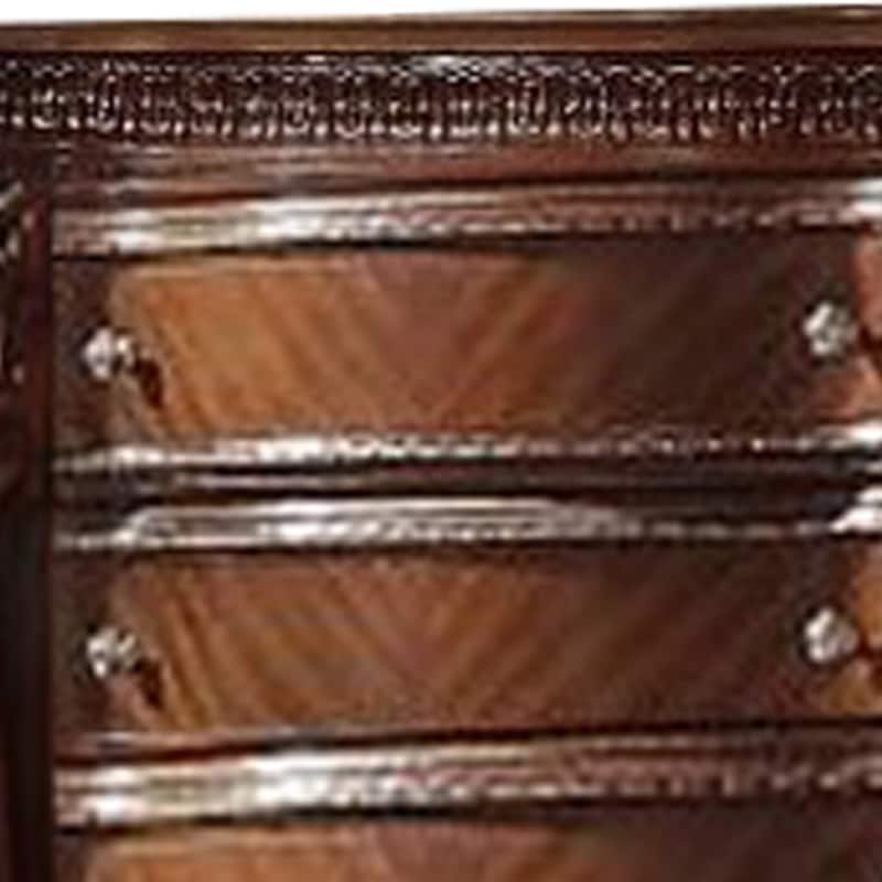 5 Drawer Wooden Chest with Oversized Scroll Legs, Cherry Brown