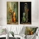 preview thumbnail 11 of 10, Designart "Bassoon Beauty Opulent Olive" Music Framed Art Set Of 2 - Traditional Wall Art Set Green Wall Decor 2 Pieces 25 in. wide x 28 in. high - Gold