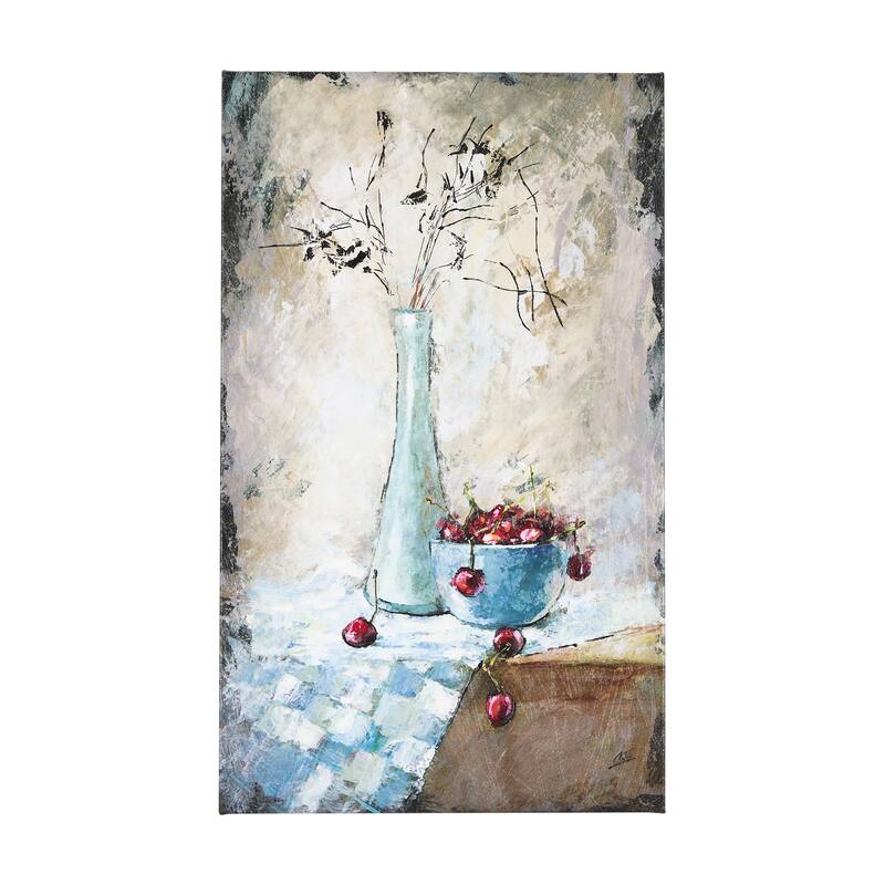 Still Life with Cherries (30 x 50) Canvas Art Print - Large