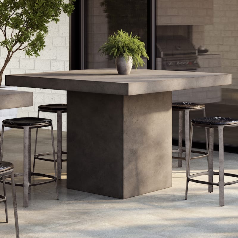 Urbia Una 59" Square Concrete Dining, Bar, and Counter Table