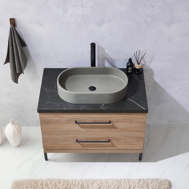 Trento Bath Vanity with Sintered Stone Top with Concrete Sink (O)