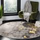 SAFAVIEH Adirondack Cordelia Abstract Glam Rug - 6' x 6' Round - Grey/Yellow