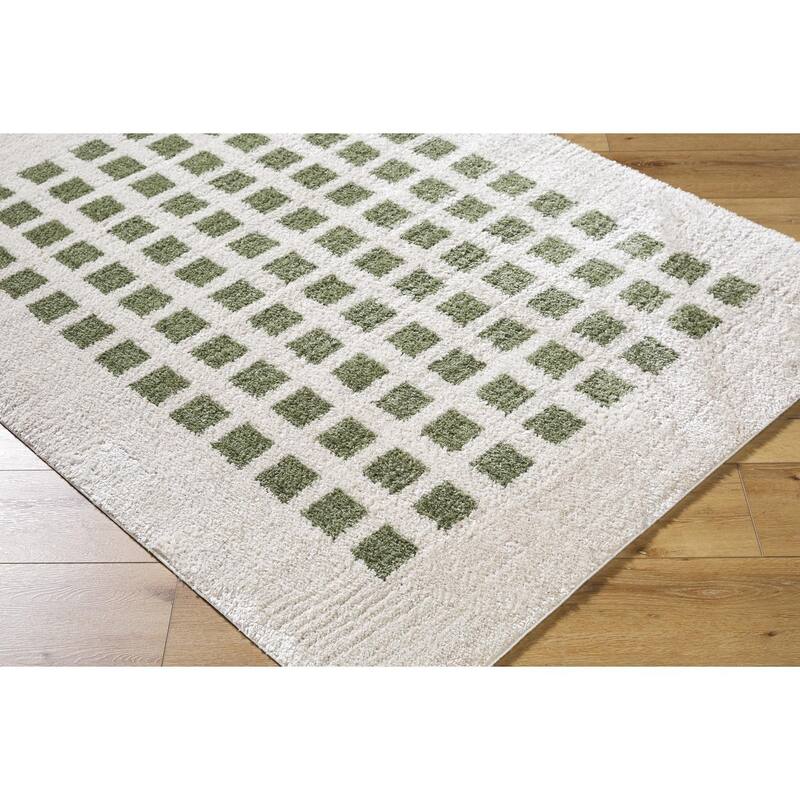 Livabliss Scandinavian Fossay Shag Checkered Washable Area Rug