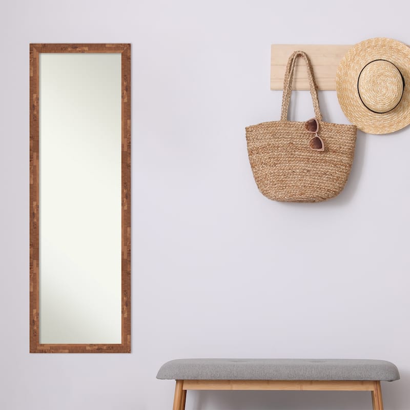 Non-Beveled Wood Full Length On The Door Mirror 50.5 x 16.5 in. - Fresco Frame - 17 x 51 in