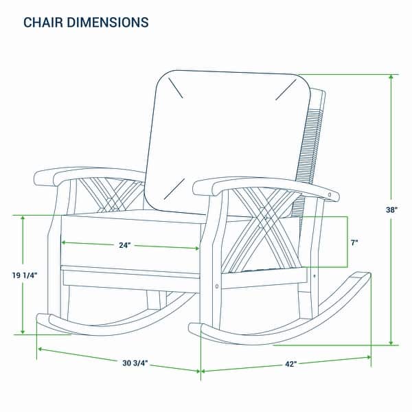 dimension image slide 1 of 4, Cambridge Casual Carmel 3-piece Teak Outdoor Rocking Chair Set with Cushion