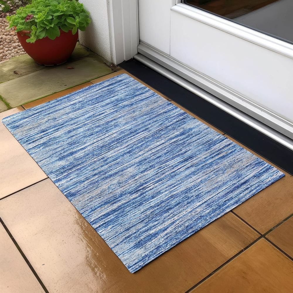 Machine Washable Indoor/ Outdoor Chantille Abstract Stripe Rug