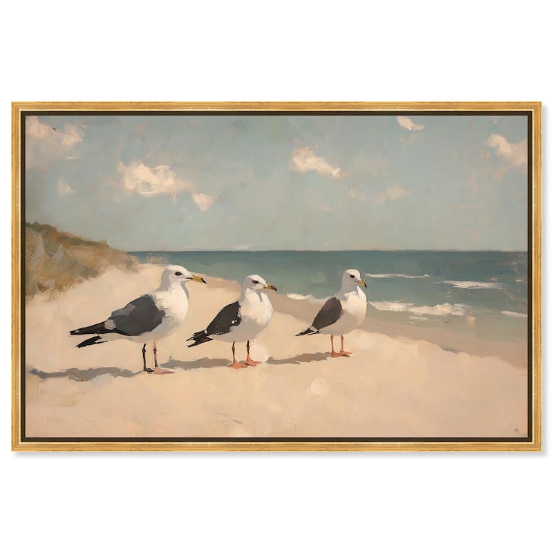 Seagulls at the Beach I Canvas by Art Remedy - Gold - 45" x 30"