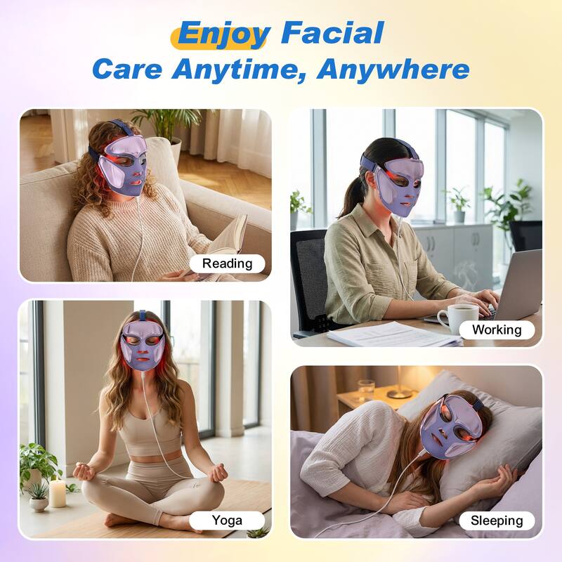 LED Face Mask Light Therapy, Electric Face Mask for Wrinkles & Acne Care