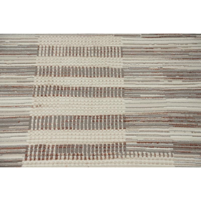 Machine Made Oriental Polyester Carpet Modern Geometric Multi-Colored Modern Area Rug - 7' 5'' X 5' 2''