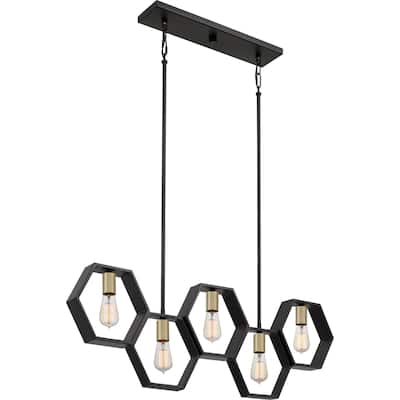 Bismarck 5-Light Island Chandelier in Earth Black