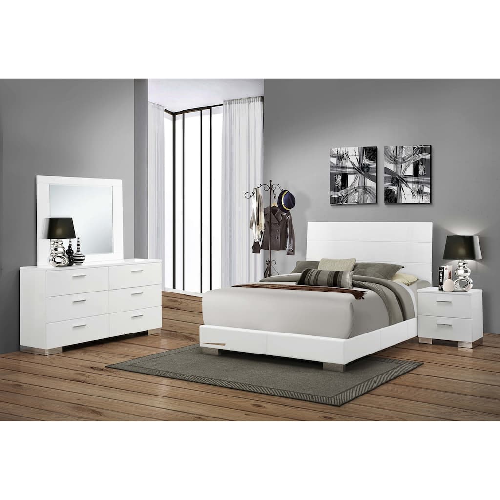 Felicity Glam Panel Bedroom Set Glossy White