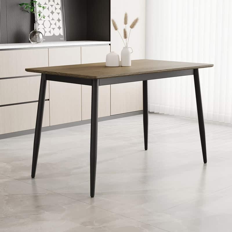 Modern Minimalist Dining Table with Black Metal Legs - Seats 6