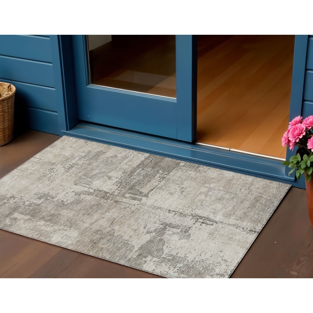 HomeRoots Abstract Transitional Rectangle Outdoor Rug
