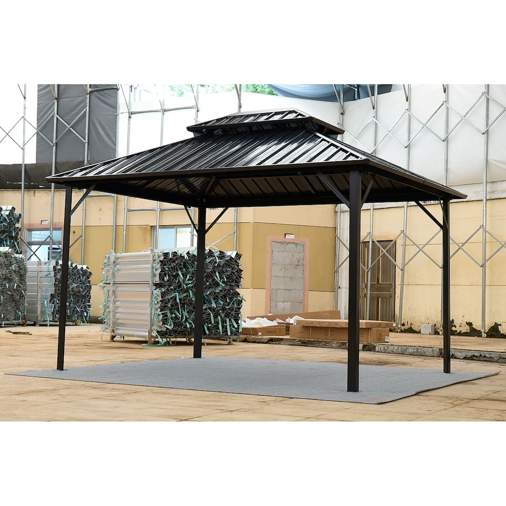 10x10FT Aluminum Permanent Hardtop Gazebo with Steel Canopy for Outdoor Patio, Garden, Backyard