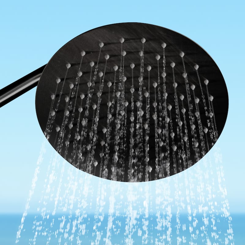 91"H 316 Stainless Steel Freestanding Outdoor Shower with Foot Wash Spout