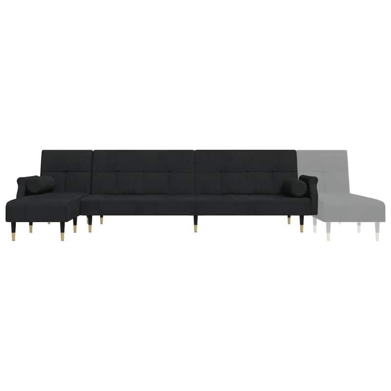 vidaXL L-shaped Sofa Bed Black/Dark Gray 106.7"x55.1"x27.6" Velvet - 106.7" x 55.1" x 27.6"