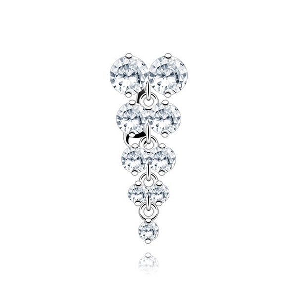 Stainless Steel Navel Belly Button Ring Press Fit Top Down with Multi Gem Vine Dangle