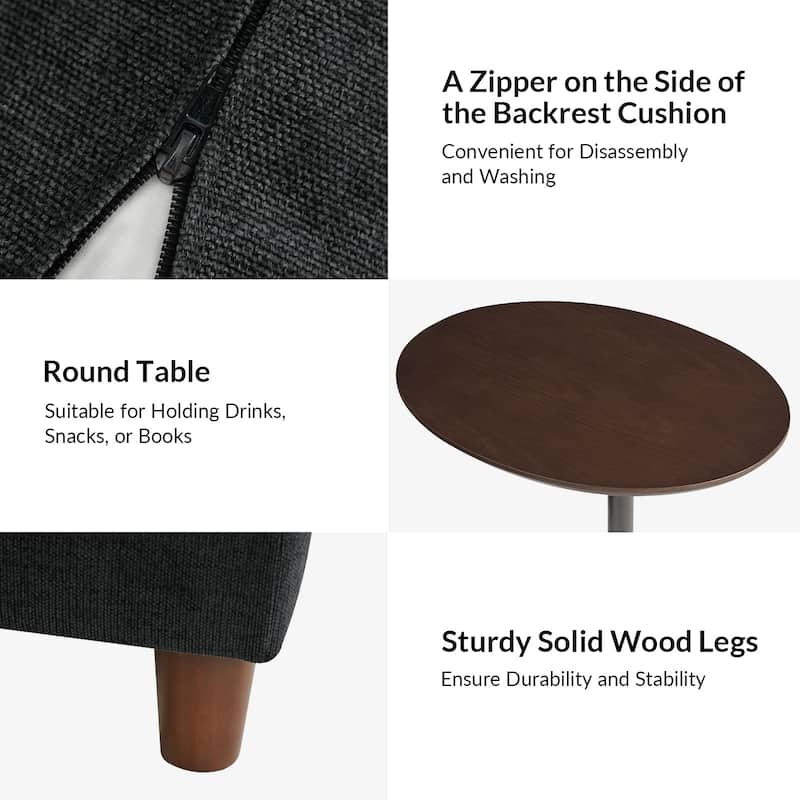 Mattia 125" Modern Under-seat Storage Sectional Sofa with Round Table and Solid Wood Legs by HULALA HOME