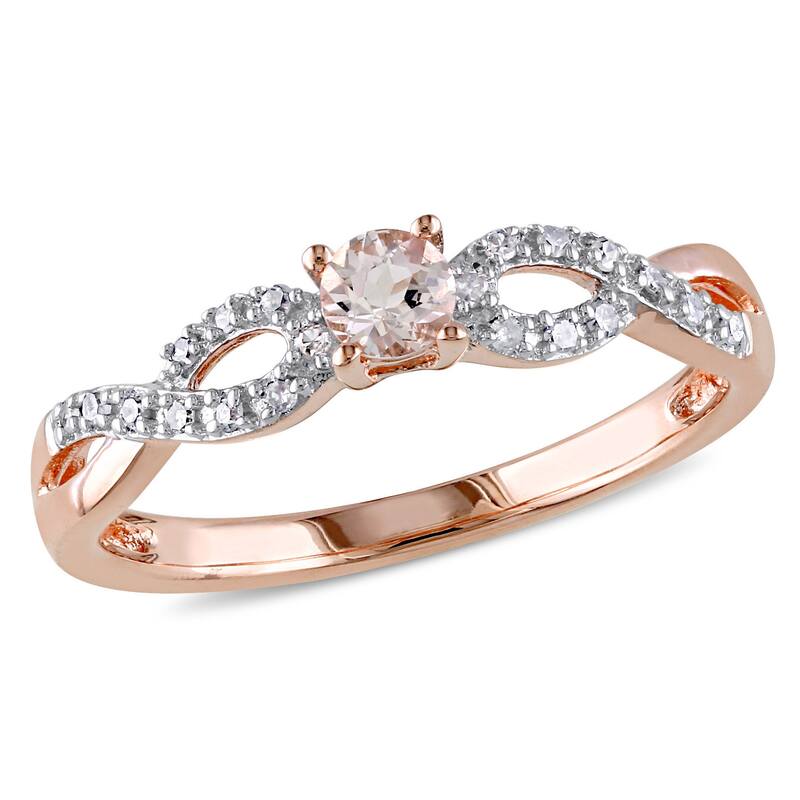 Miadora Roseplated Silver Morganite and 1/10ct TDW Diamond Ring (G-H, I2-I3)