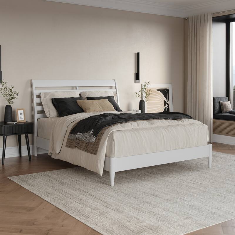 Savannah Solid Wood Low Profile Platform Bed - White - Queen