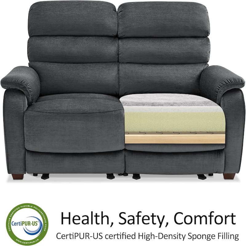 MCombo 61.6'' Wall Hugger Power Loveseat Recliner Sofa with Adjustable Headrest and USB A & C Charge Ports