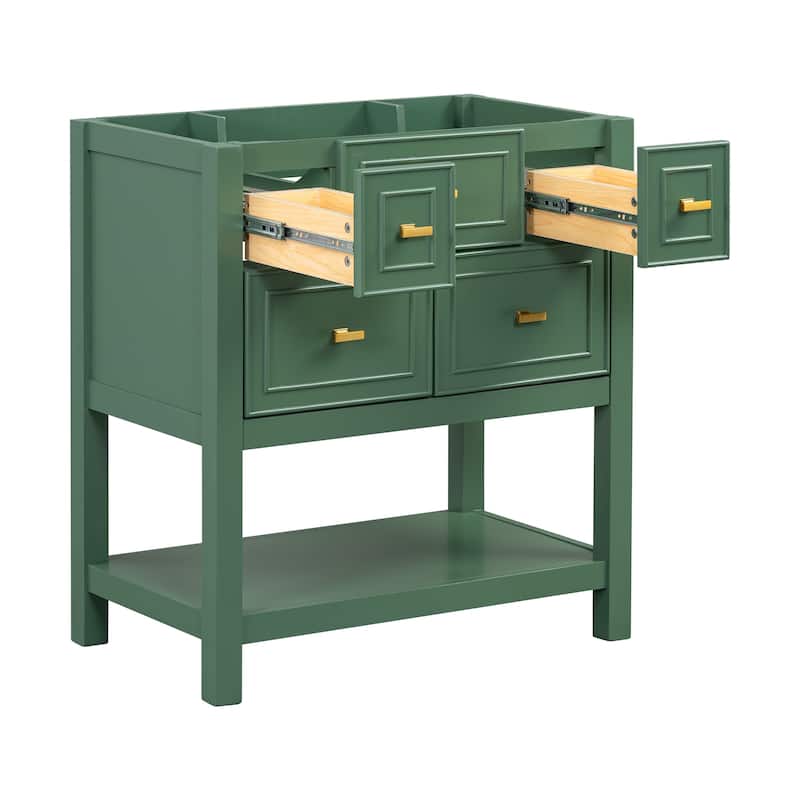 30'' Bathroom Vanity without Sink, Free Standing Single Vanity with 5 Drawers, Solid Wood Frame Bathroom Storage Cabinet
