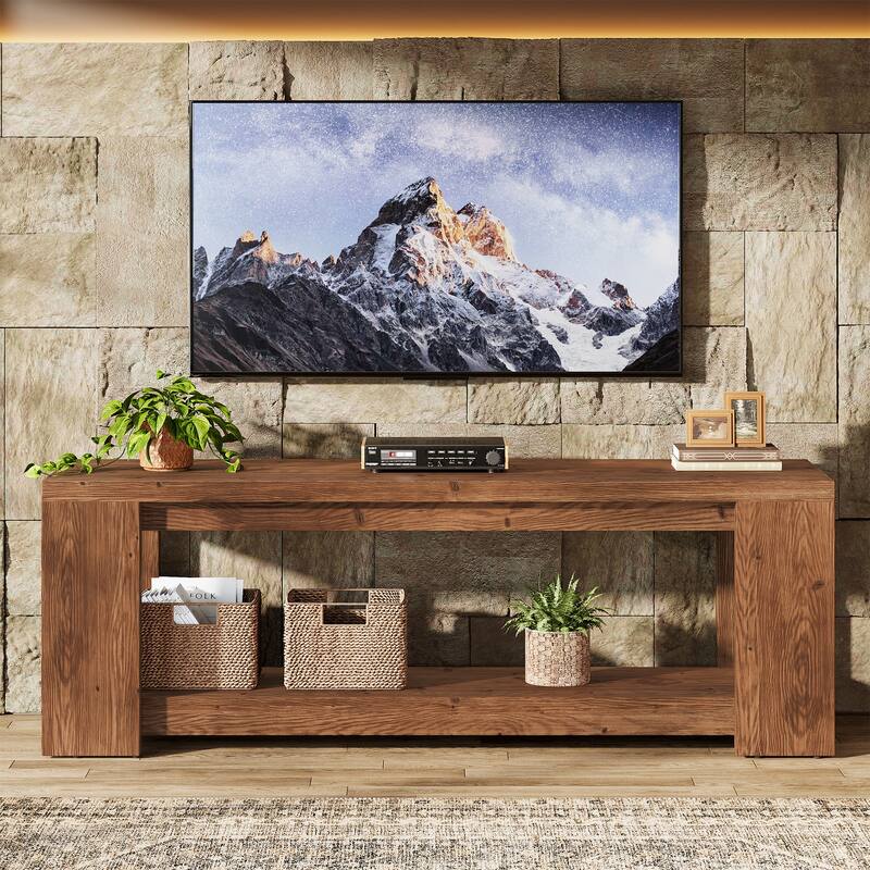 63-Inch TV Stand, Solid Wood Television Stand for 55/60/65/75-Inch TV