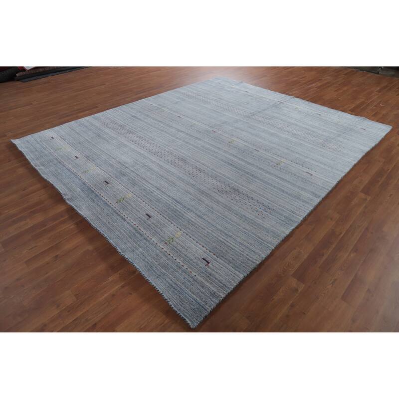 Hand Knotted Oriental 100% Wool Carpet Tribal Animal Pictorial Navy Blue & Blues Gabbeh Area Rug - 9' 7'' X 7' 11''
