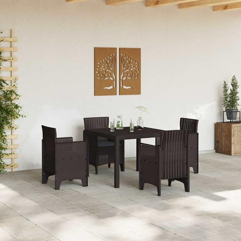 vidaXL Garden Dining Set 3/5 pcs Anthracite/Brown Polt rattan - 100 x 100 x 73 cm