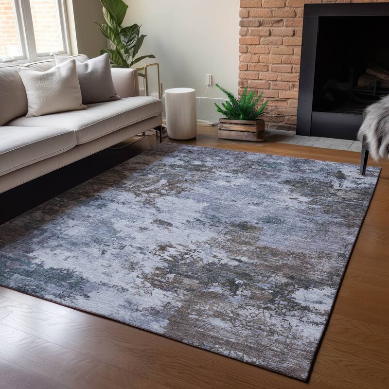 Machine Washable Indoor/ Outdoor Casual Contemporary Chantille Rug