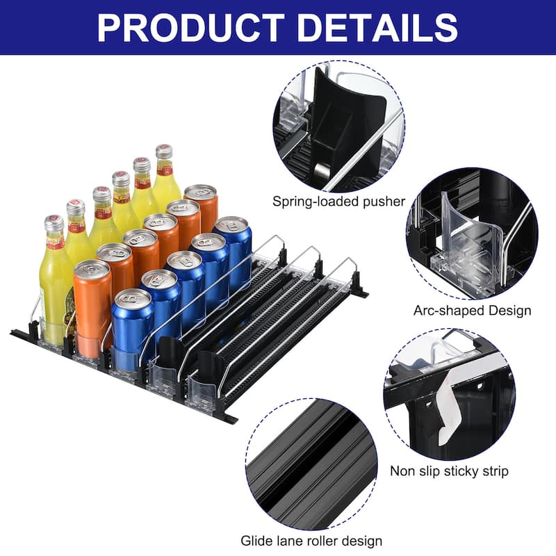 5pcs Self-Pushing Soda Can Dispenser Drink Organizer for Vending Machine, Black