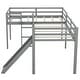 preview thumbnail 8 of 6, Gray Twin Size Solid Pine Wood L-Shaped Loft Bed with Slide and Widened Ladder