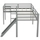 preview thumbnail 20 of 24, L-Shaped Twin Size Loft Kids Bed Frame with Ladder, Slide, and Solid Pine Wood Construction, Easy Assembly, White
