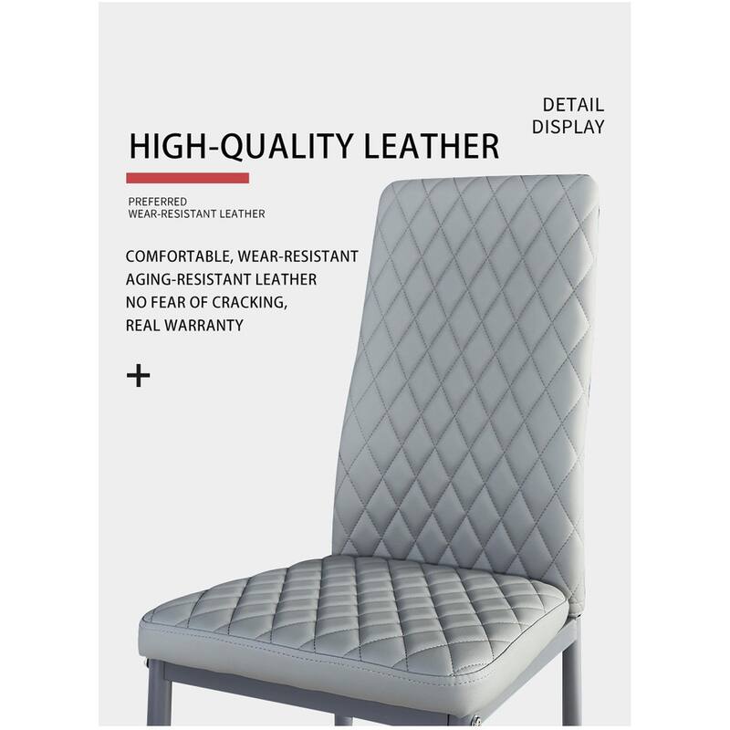 Modern Minimalist Fireproof Leather Dining Chair,Set of 6
