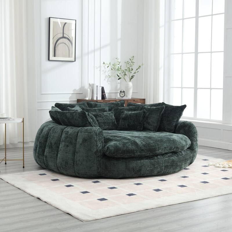 81.10" Double Bread Extra Large Round Sofa Bed with Armrests and Large Cushions