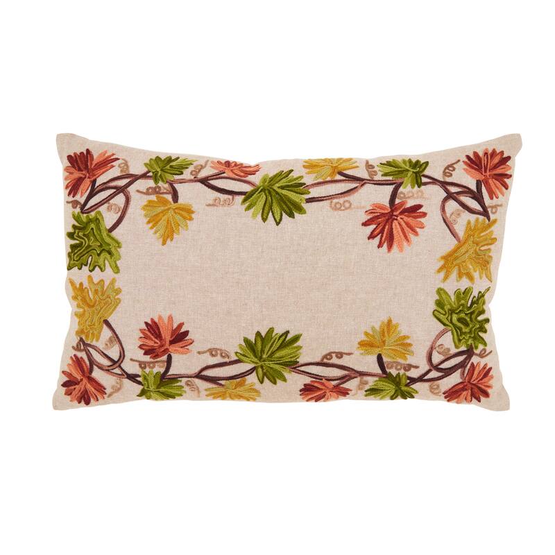 Golden Grove Leaf Throw Pillow - 12"x20" - Polyester - Natural