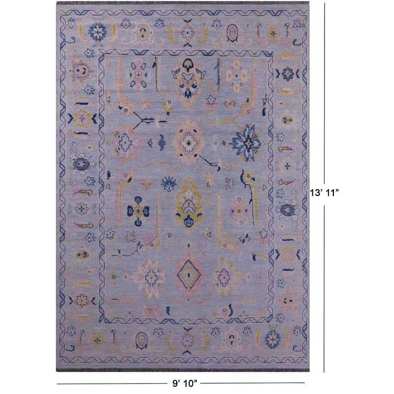 Golden Nile Light Blue Turkish Oushak Hand Knotted Wool Rug - 9' 10" X 13' 11"